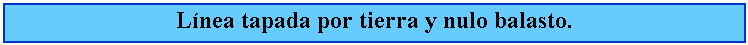 Cuadro de texto: Lnea tapada por tierra y nulo balasto.