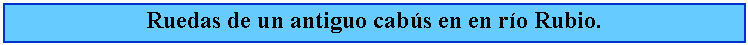 Cuadro de texto: Ruedas de un antiguo cabs en en ro Rubio.