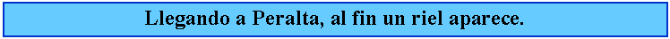 Cuadro de texto: Llegando a Peralta, al fin un riel aparece.