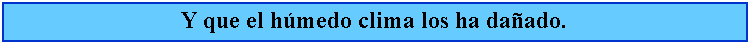 Cuadro de texto: Y que el hmedo clima los ha daado.
