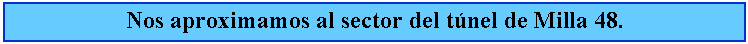 Cuadro de texto: Nos aproximamos al sector del tnel de Milla 48.