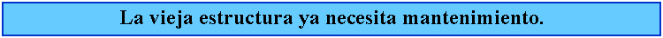 Cuadro de texto: La vieja estructura ya necesita mantenimiento.