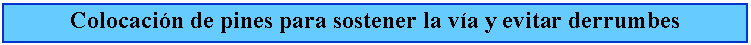 Cuadro de texto: Colocacin de pines para sostener la va y evitar derrumbes