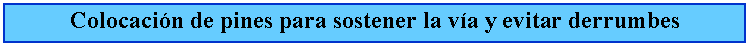 Cuadro de texto: Colocacin de pines para sostener la va y evitar derrumbes