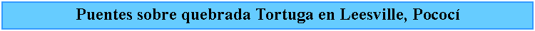 Cuadro de texto: Puentes sobre quebrada Tortuga en Leesville, Pococ