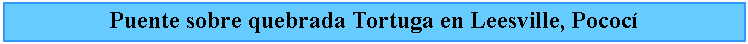 Cuadro de texto: Puente sobre quebrada Tortuga en Leesville, Pococ
